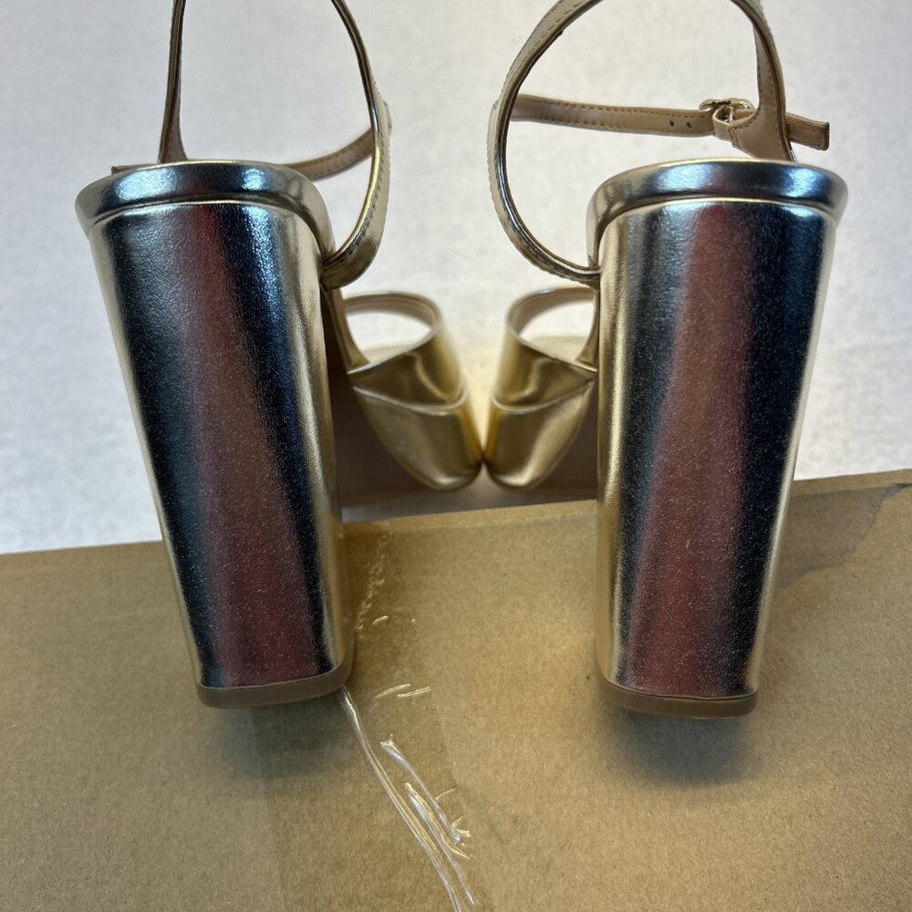 Steve Madden Liandra Platform Block Heel Champagne/Gold Retro 70's New SZ 7,5 - Picture 5 of 8